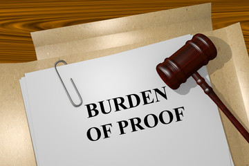 gavel with paper that says burden of proof
